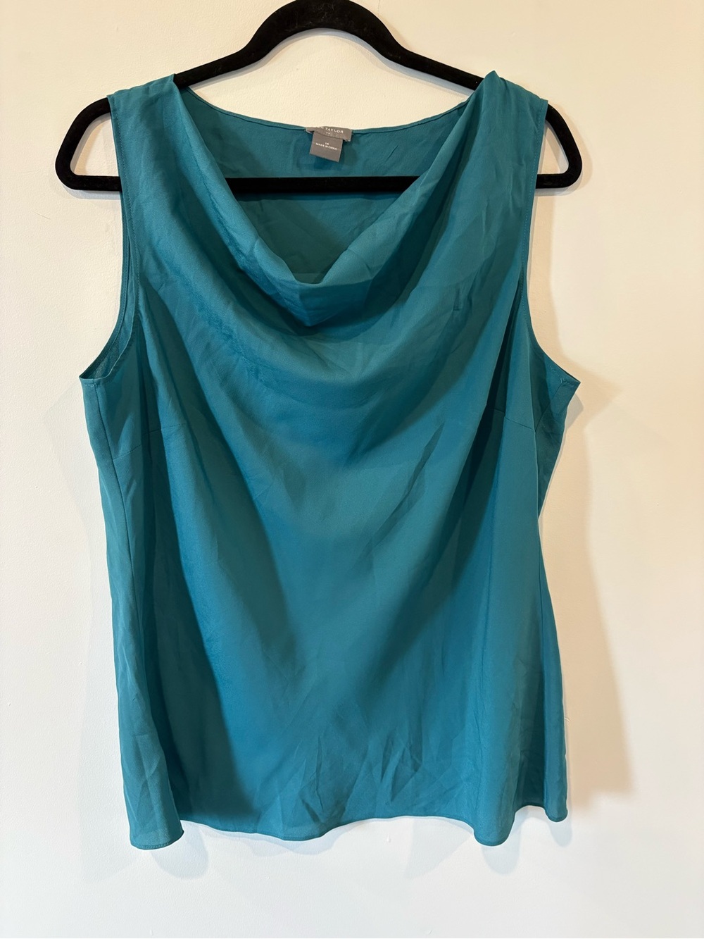 Ann Taylor Teal Cowl Neck Sleeveless Blouse